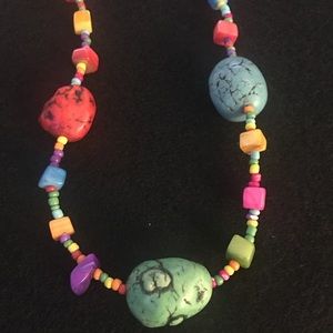 🌈Dyed Natural Stone Beaded Necklace Rainbow Color